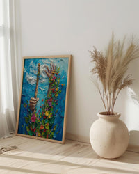 Ace of Wands Tarot Art Print, Spring Magic Wand Decor - Witchy Room Decor