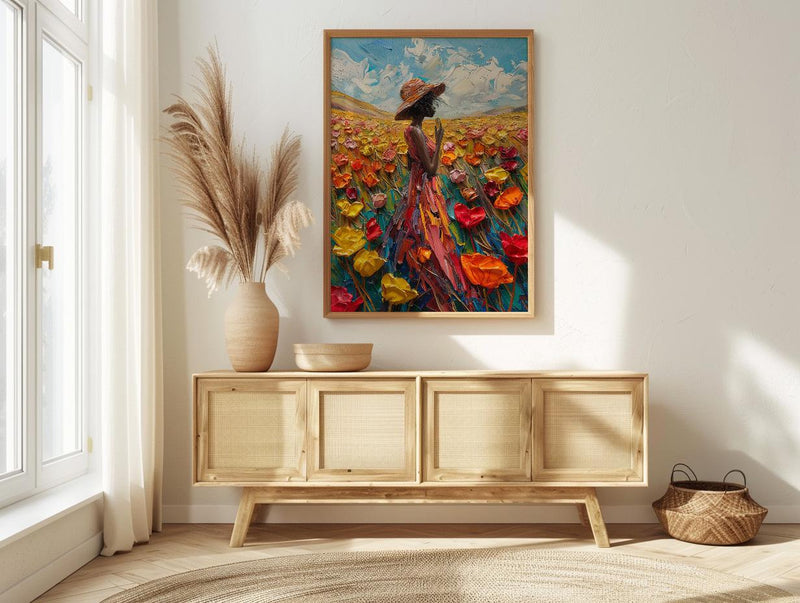 Page of Pentacles Wall Art, Spring Tarot Floral Decor - Housewarming Gift