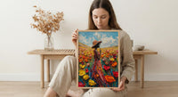 Page of Pentacles Wall Art, Spring Tarot Floral Decor - Housewarming Gift