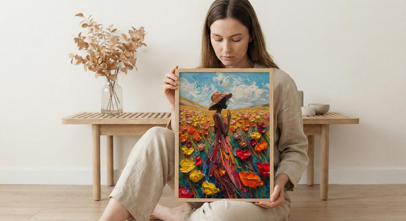 Page of Pentacles Wall Art, Spring Tarot Floral Decor - Housewarming Gift