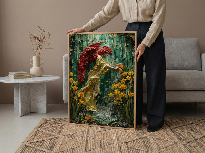 Temperance Tarot Wall Decor, Yellow Daffodil Spring - Living Room Decor