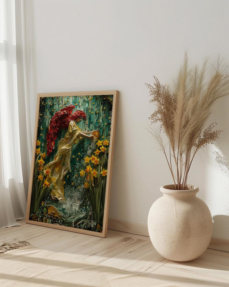 Temperance Tarot Wall Decor, Yellow Daffodil Spring - Living Room Decor