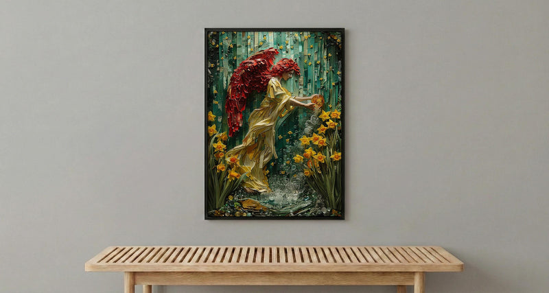 Temperance Tarot Wall Decor, Yellow Daffodil Spring - Living Room Decor