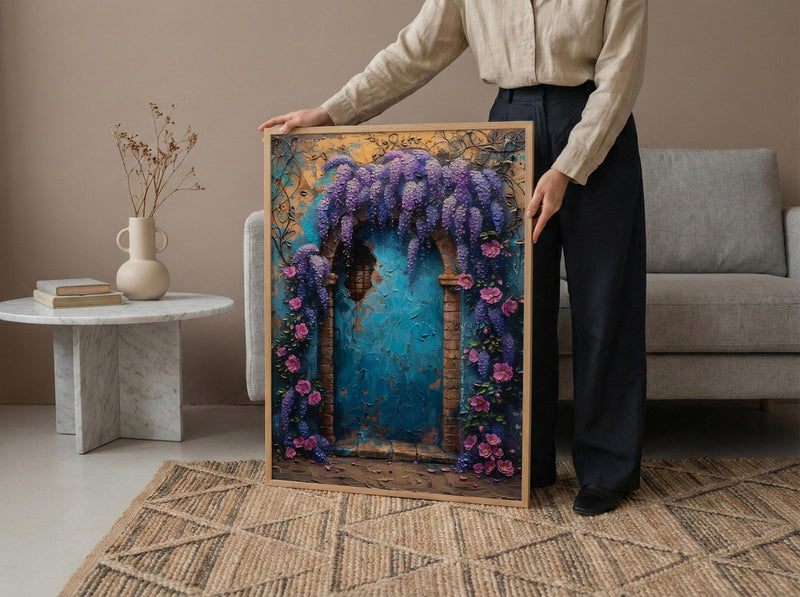 Three of Pentacles Art Print, Purple Wisteria Decor - Witchy Room Decor