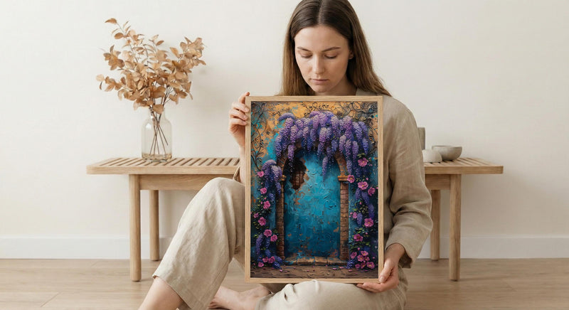 Three of Pentacles Art Print, Purple Wisteria Decor - Witchy Room Decor