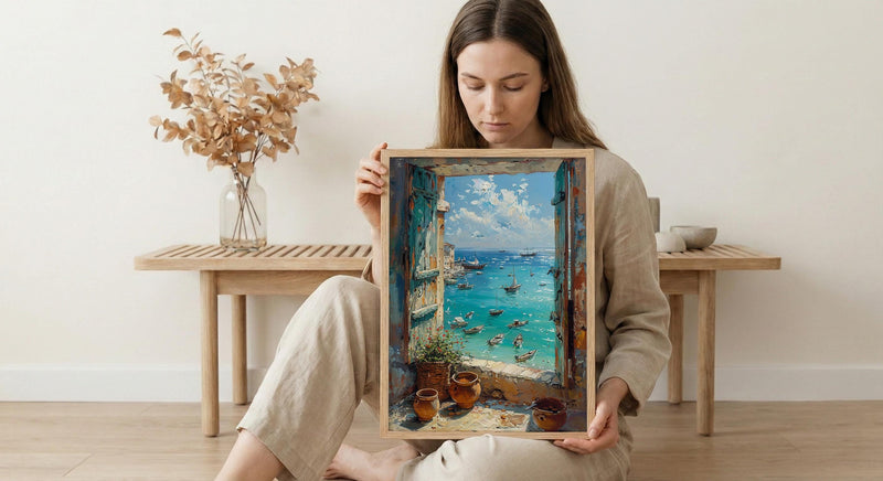 Impasto Zanzibar Ocean Window Wall Art - Tropical Art Print
