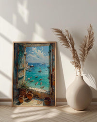 Impasto Zanzibar Ocean Window Wall Art - Tropical Art Print