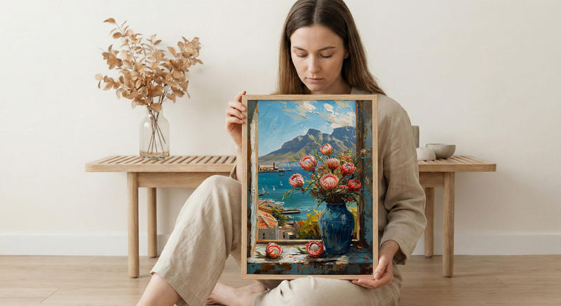 Textured Cape Town Window Wall Art - Table Mountain Print