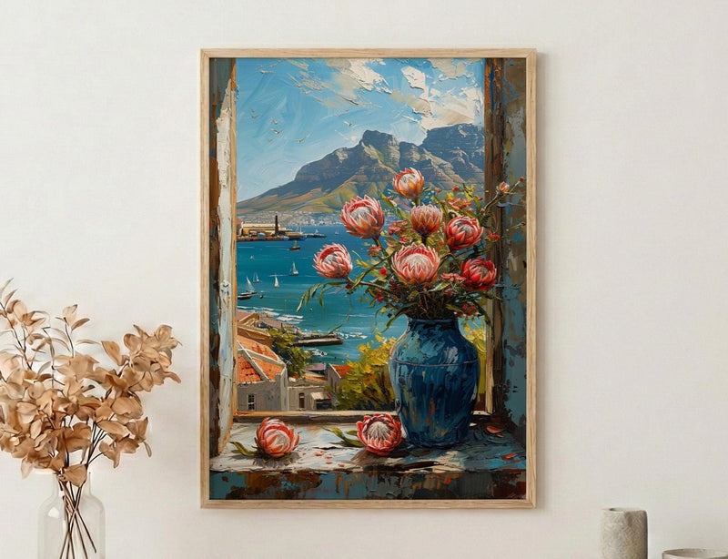 Textured Cape Town Window Wall Art - Table Mountain Print