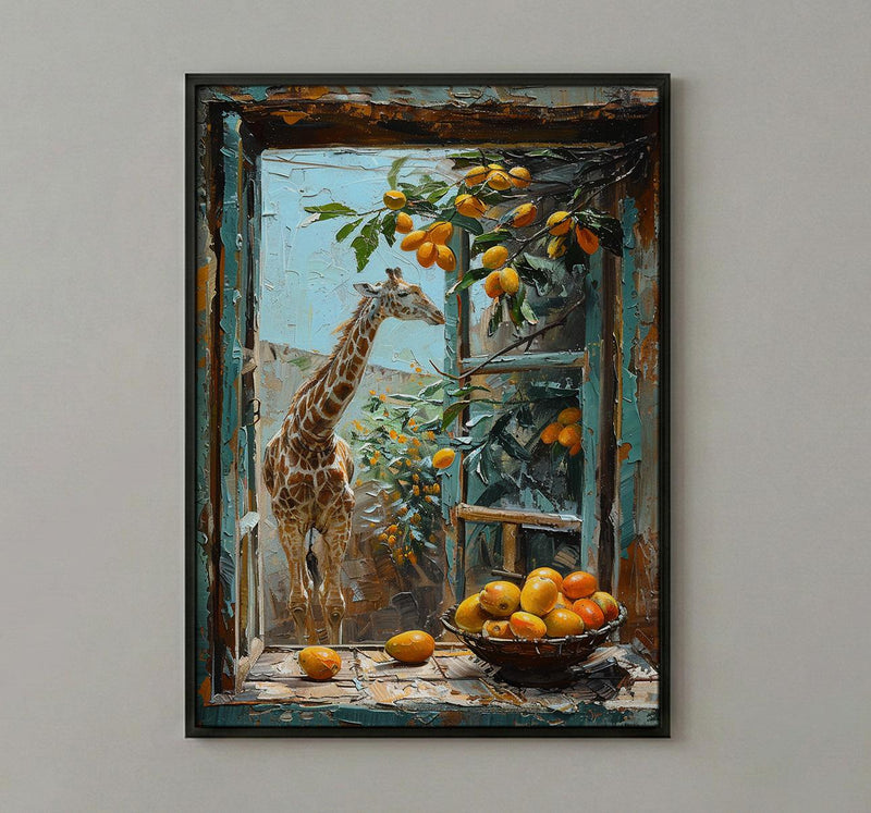 Textured Kenya Giraffe Window - Safari Art Print