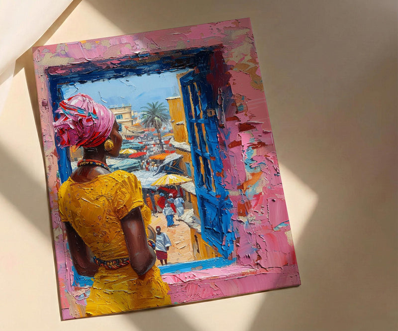Impasto Ghana Market Window - Colorful Art Print
