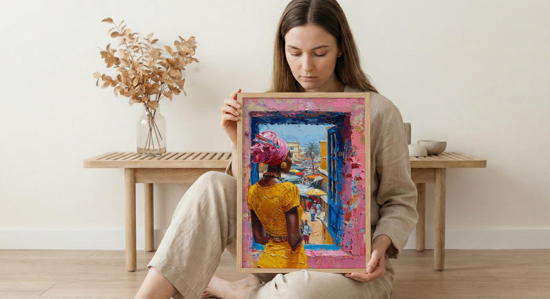 Impasto Ghana Market Window - Colorful Art Print
