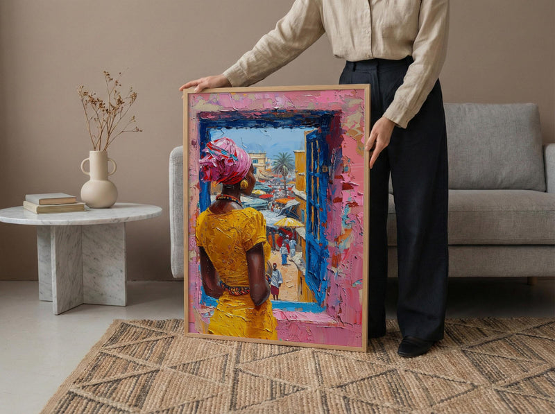 Impasto Ghana Market Window - Colorful Art Print