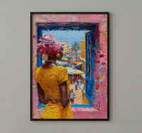 Impasto Ghana Market Window - Colorful Art Print