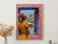 Impasto Ghana Market Window - Colorful Art Print