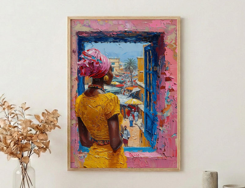 Impasto Ghana Market Window - Colorful Art Print