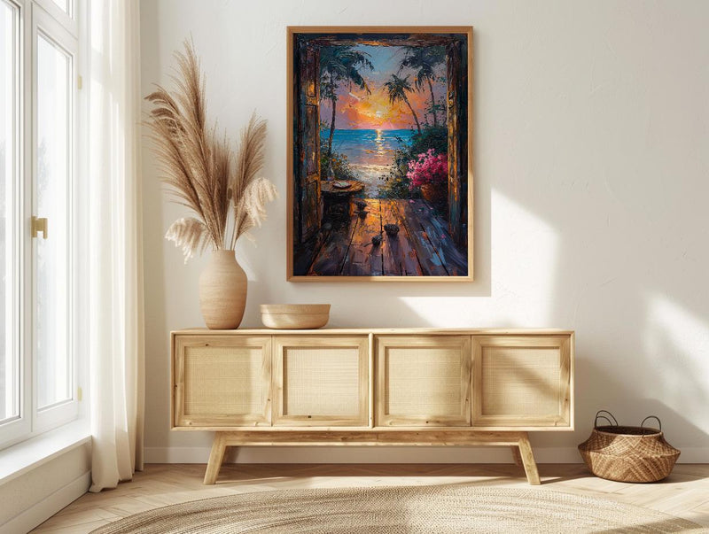 Textured Madagascar Sunset Window Wall Art - Baobab Print