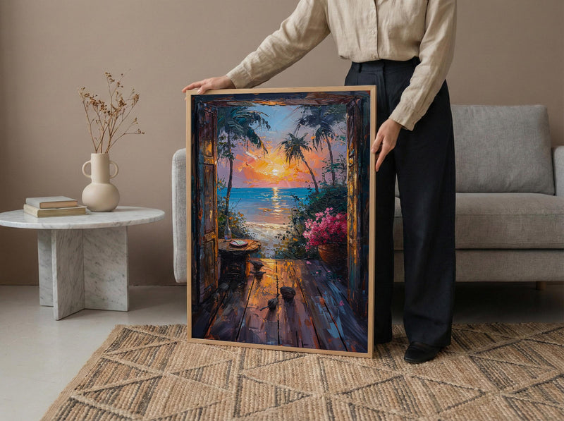 Textured Madagascar Sunset Window Wall Art - Baobab Print