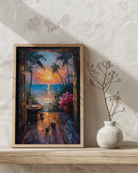 Textured Madagascar Sunset Window Wall Art - Baobab Print