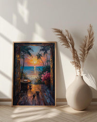 Textured Madagascar Sunset Window Wall Art - Baobab Print