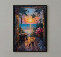 Textured Madagascar Sunset Window Wall Art - Baobab Print