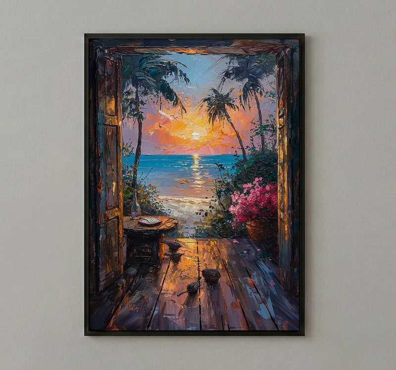 Textured Madagascar Sunset Window Wall Art - Baobab Print