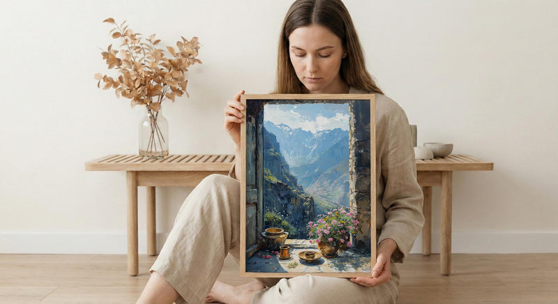 Impasto Ethiopia Coffee Window Wall Art - Mountain Print