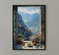 Impasto Ethiopia Coffee Window Wall Art - Mountain Print