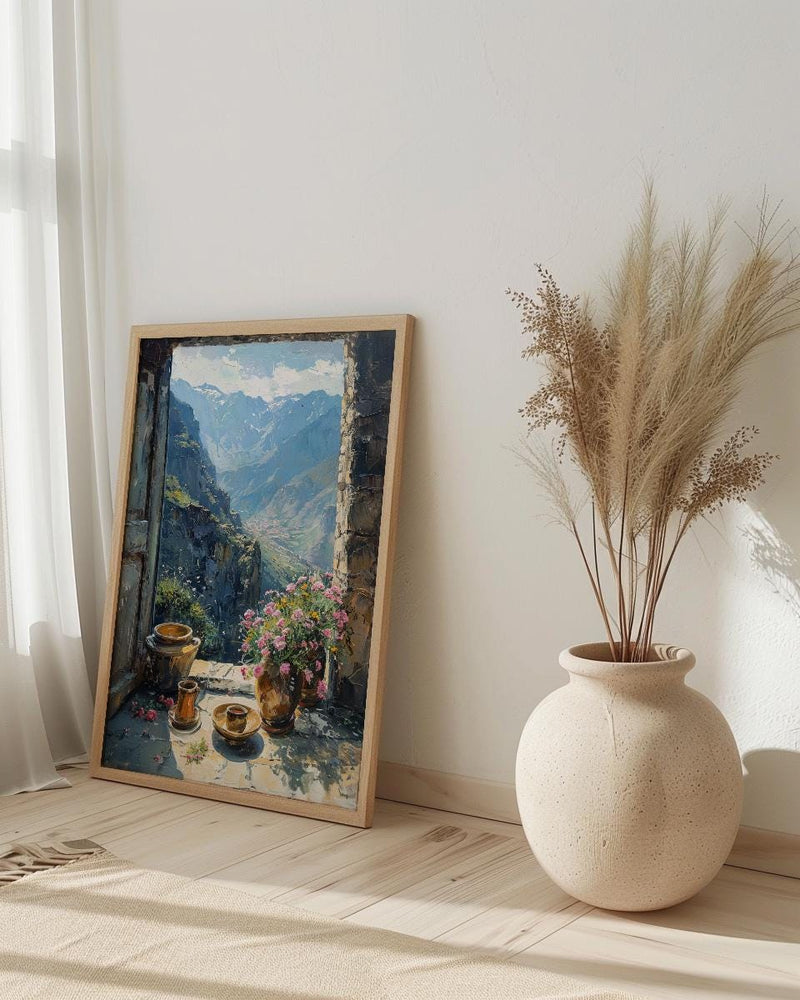 Impasto Ethiopia Coffee Window Wall Art - Mountain Print