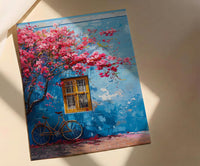 Cape Town Bo-Kaap Street Art Print, Pastel House Travel Poster - Textured Impasto Oil Painting