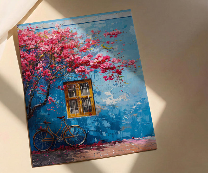 Cape Town Bo-Kaap Street Art Print, Pastel House Travel Poster - Textured Impasto Oil Painting