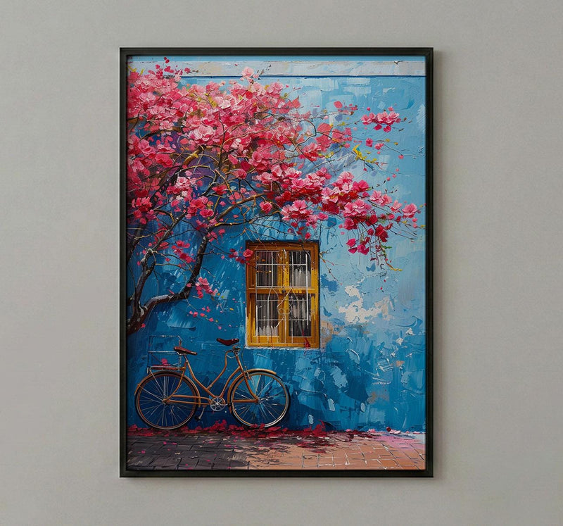Cape Town Bo-Kaap Street Art Print, Pastel House Travel Poster - Textured Impasto Oil Painting