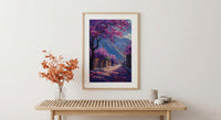 Pretoria Jacaranda Tree Art Print, Purple Spring Decor - Textured Impasto Oil Painting