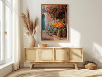 Marrakech Terracotta Art Print, Orange Blossom Market Decor - Textured Impasto Oil Painting