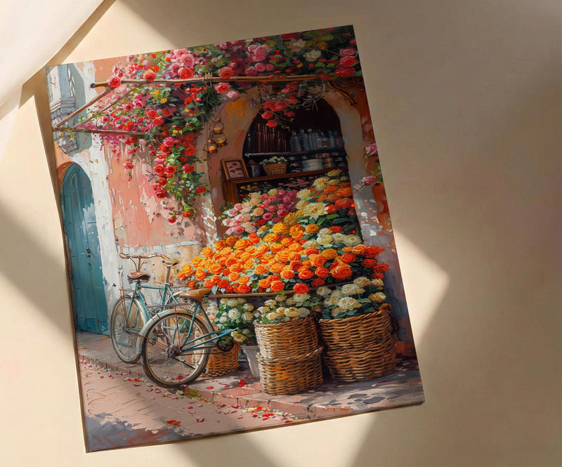 Marrakech Terracotta Art Print, Orange Blossom Market Decor - Textured Impasto Oil Painting