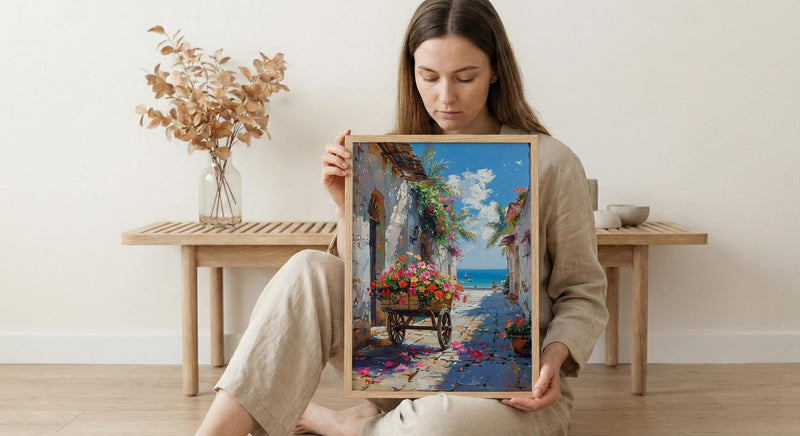 Zanzibar Tropical Wall Art, Red Hibiscus Nature Poster - Textured Impasto Oil Painting