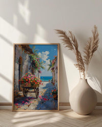 Zanzibar Tropical Wall Art, Red Hibiscus Nature Poster - Textured Impasto Oil Painting