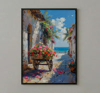 Zanzibar Tropical Wall Art, Red Hibiscus Nature Poster - Textured Impasto Oil Painting