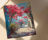 Cairo Flamboyant Tree Poster, Egypt Floral Street Art - Textured Impasto Oil Painting