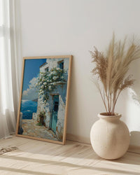 Algiers Casbah Wall Decor, White Jasmine Floral Print - Textured Impasto Oil Painting