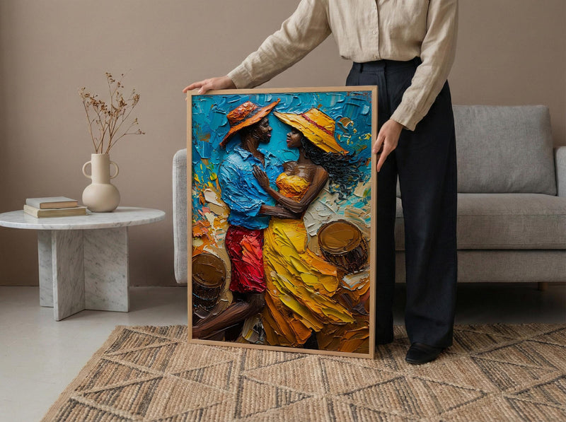 African Wedding Dance Art, Kente Cloth Print - Newlywed Gift
