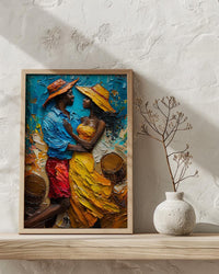 African Wedding Dance Art, Kente Cloth Print - Newlywed Gift