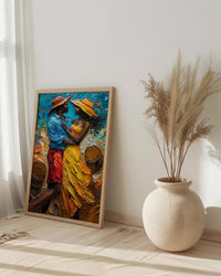 African Wedding Dance Art, Kente Cloth Print - Newlywed Gift