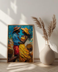 African Wedding Dance Art, Kente Cloth Print - Newlywed Gift