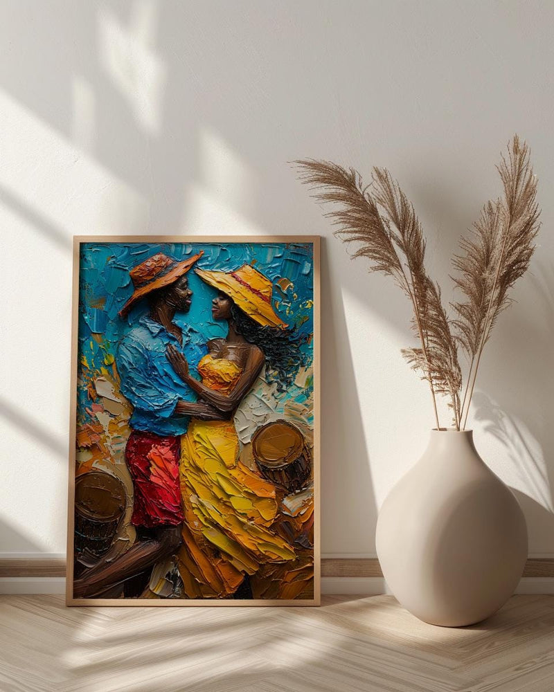 African Wedding Dance Art, Kente Cloth Print - Newlywed Gift