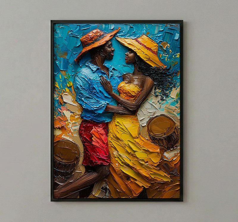 African Wedding Dance Art, Kente Cloth Print - Newlywed Gift