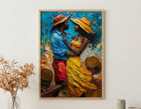 African Wedding Dance Art, Kente Cloth Print - Newlywed Gift