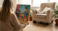 African Village Art, Traditional Wedding Print - Thick Oil Painting Style