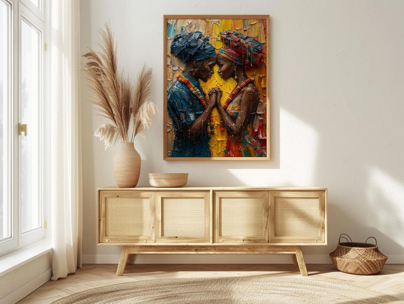 African Bride and Groom, Black Love Wall Art - Anniversary Gift