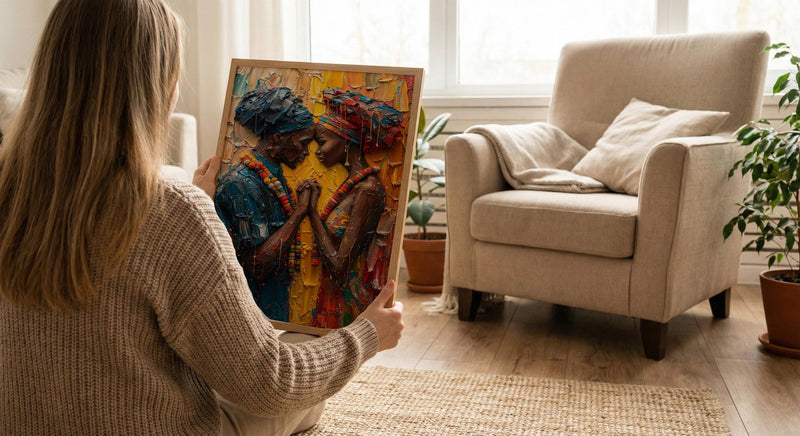 African Bride and Groom, Black Love Wall Art - Anniversary Gift